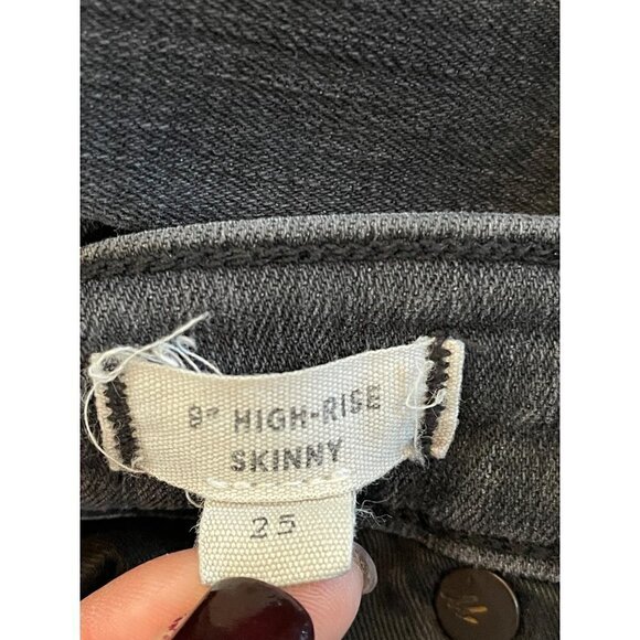 Madewell 9" Mid-Rise Skinny Jeans Black Grey Sea Womens 25 - Picture 9 of 10